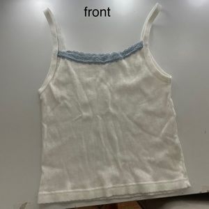 white brandy melville tank with blue lace!! :)